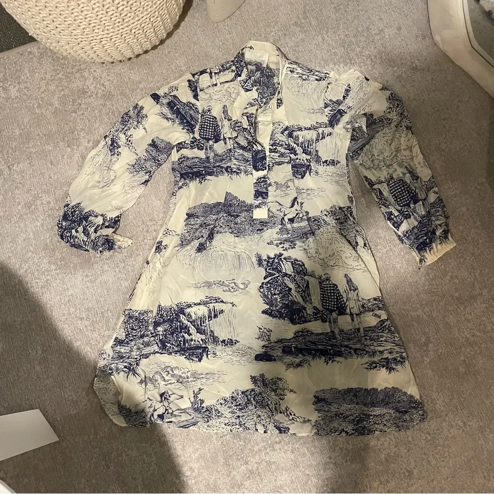 Chloe Toile Longsleeve Silk Minidress - Picture 6 of 16